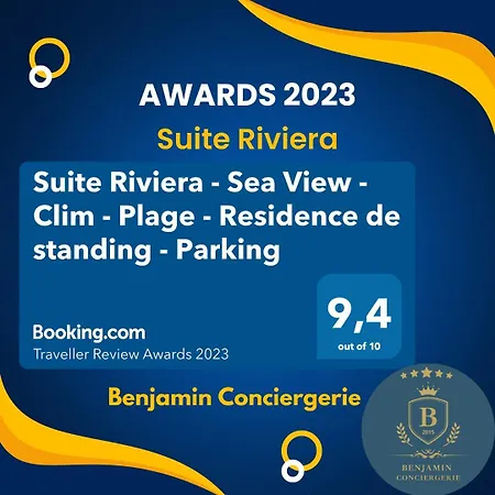 Riviera - Sea View - Clim - 50m - De Standing - Spacieux 180 M2 - Parking Lägenhet